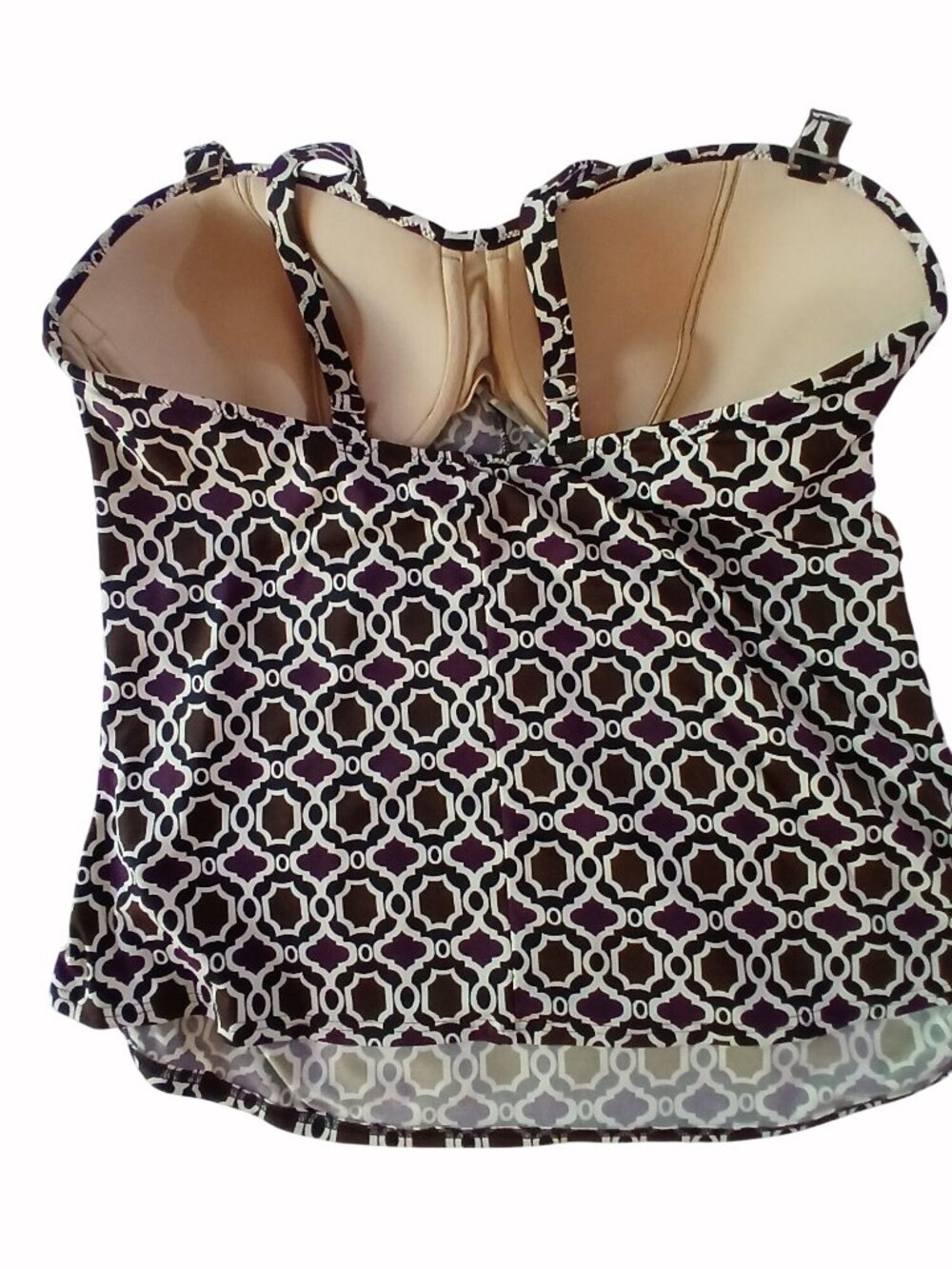 Lands End Top Tankini Swim Size 16 16W Surplice Bust Padded Shelf Bra Geometric - Picture 5 of 15